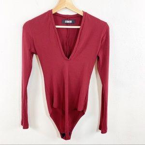 Reformation Ribbed Bodysuit Long Sleeves